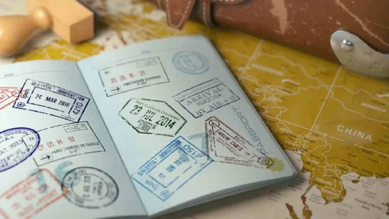 Picture of Stamped Visa over the map of world