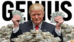 Donald Trump smirking & showing Cash of money
